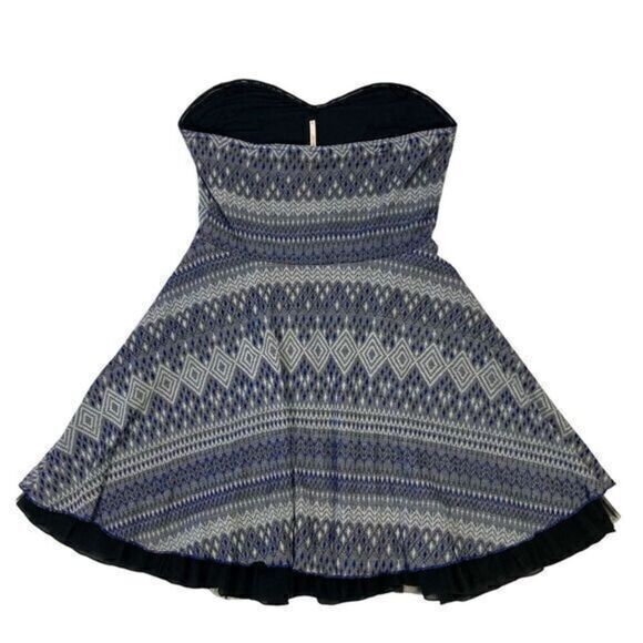 Free People Strapless Mini Dress Women Medium Blue Black Embellished Fairy Goth - Picture 6 of 16